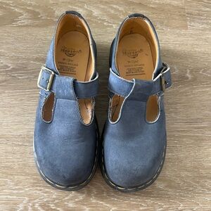 DR. MARTENS blue suede Mary Janes
